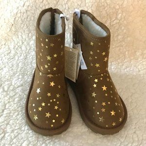 BABY GAP TODDLER SIZE 9 GIRL'S ZIPPER BOOTS in color TAN with GOLD STARS
